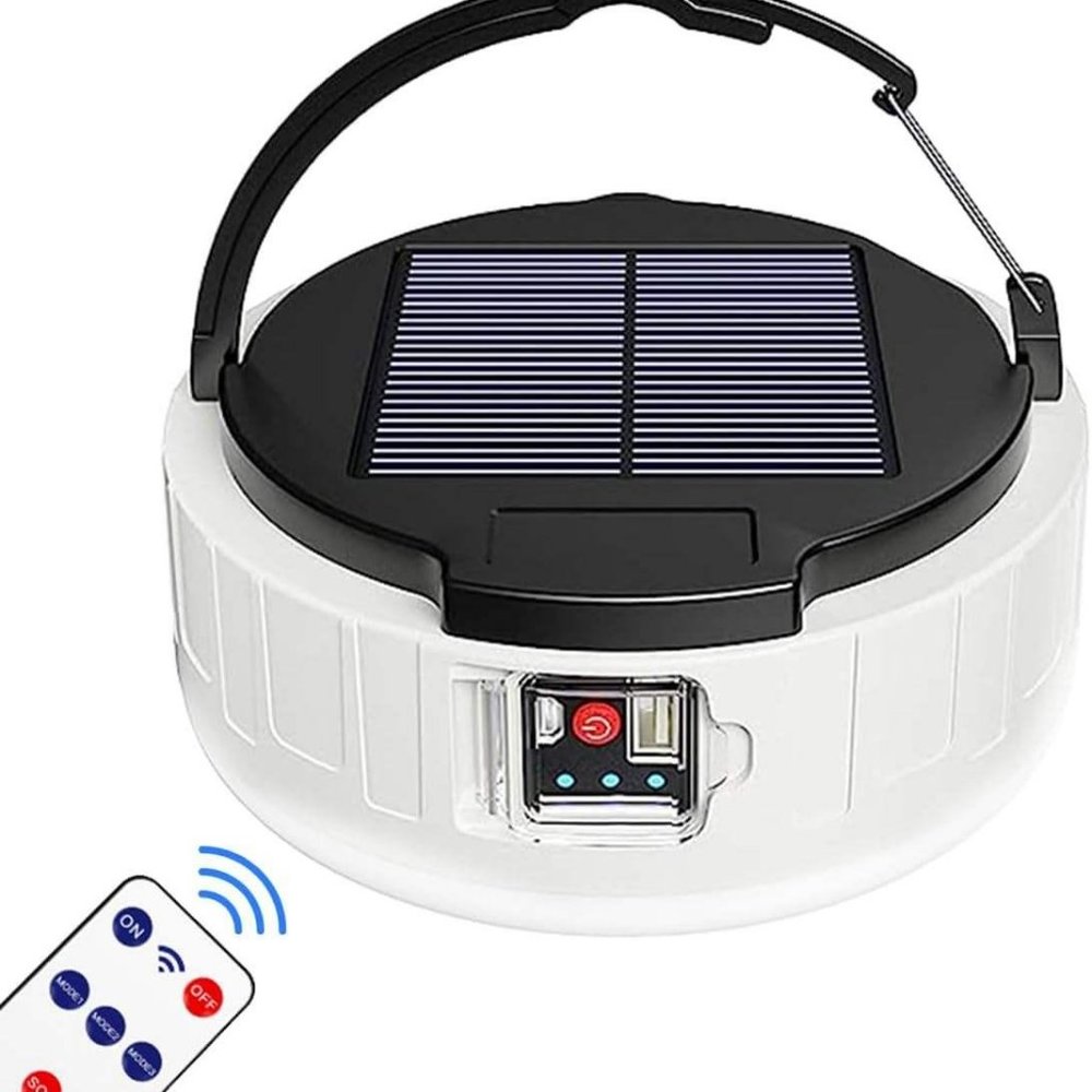 LED Solar Camping Lantern Portable Waterproof Solar USB Rechargeable Remote